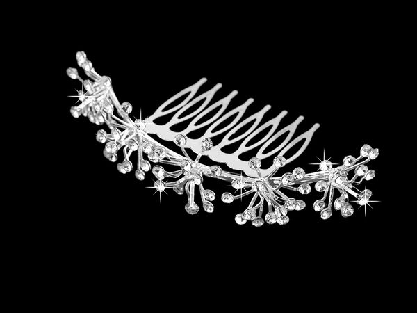 Braut-Haarkamm mit Kristall-Strassblumen - Eleganter Haarschmuck aus Metall für Hochzeiten und festliche Anlässe