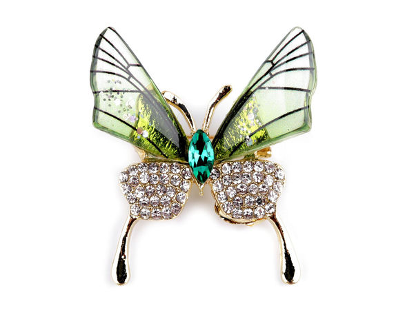 Brosche mit Strasssteinen Libelle, Schmetterling