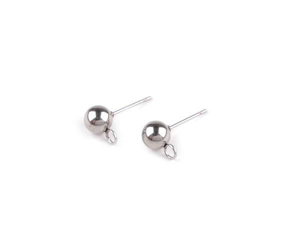 Edelstahl-Kugelohrstecker mit Öse (6 mm) - Platin-Finish