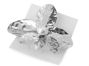 Französische Metall-Haarspange Blume mit Perle
