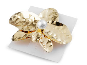 Französische Metall-Haarspange Blume mit Perle