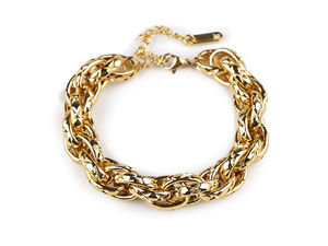 Damen-Armband mit gravierten Kreuz-Spiralringen - Premium-Edelstahlkette mit Verlängerung