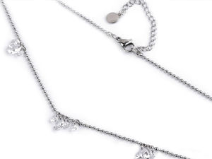 Elegante Edelstahl-Halskette mit Anhänger und Kristall-Strasssteinen - Kristallsilber