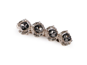 Elegante französische Strass-Haarspange - Vollmetall-Haarklammer für feines & dickes Haar