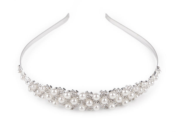 Eleganter Haarreif mit Kristall-Strasssteinen und Perlen - Premium-Haarschmuck für Brautmode und festliche Anlässe