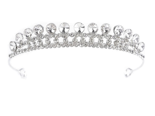 Luxuriöse Strass-Brauttiara & Krone mit Stylingschlaufen - Kristallsilber
