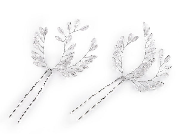 Haarnadel mit geschliffenen Kristallglasperlen - Elegantes, flexibles Haar- und Floristik-Accessoire für Bräute und besondere Anlässe