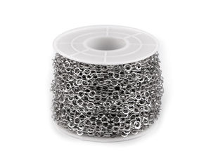 Premium Edelstahl-Rundgliederkette platinfarben - 3,8 mm (Meterware)