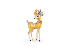 Elegante Emaille-Brosche Hirsch mit Strass - Hellgoldene Modenadel für Schals, Hüte und Taschen