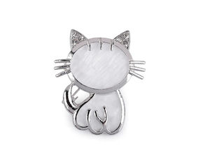 Brosche mit Strasssteinen, Katze