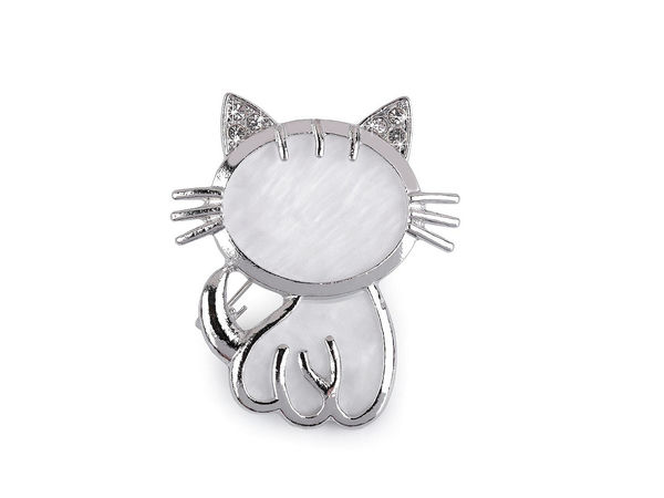 Brosche mit Strasssteinen, Katze