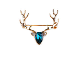 Weihnachtsbrosche mit Strass, Hirsch