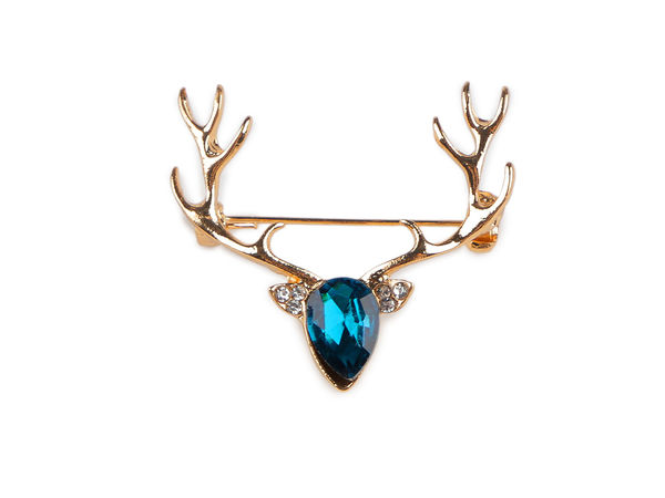 Weihnachtsbrosche mit Strass, Hirsch