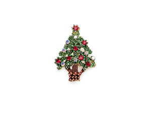 Funkelnde grüne Strass-Weihnachtsbaum-Brosche - Eleganter festlicher Weihnachts-Anstecker
