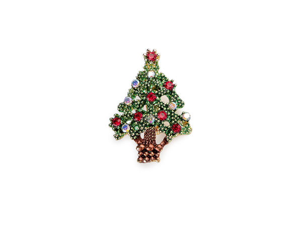 Funkelnde grüne Strass-Weihnachtsbaum-Brosche - Eleganter festlicher Weihnachts-Anstecker