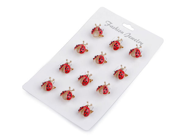 Miniatur-Marienkäferbrosche aus Emaille - Roter Emaille-Pin für Kleidung, Schals und Taschen (12er-Set)