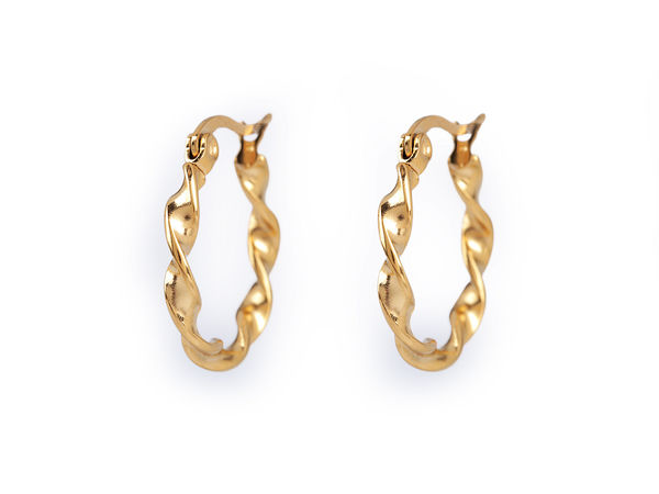 Premium-Creolen aus gedrehtem Edelstahl - Elegante, hochglänzende Ohrringe mit Schnappverschluss
