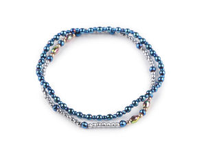 Premium elastische Perlenarmbänder aus beschichtetem Hämatit – 2er-Set elegante Stretch-Armbänder