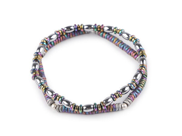 Premium elastische Perlenarmbänder aus beschichtetem Hämatit – 2er-Set elegante Stretch-Armbänder