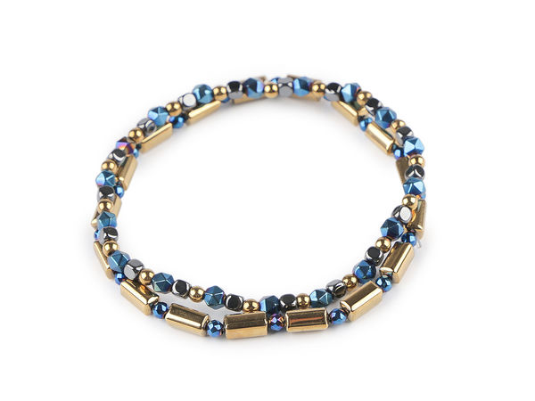 Premium elastische Perlenarmbänder aus beschichtetem Hämatit – 2er-Set elegante Stretch-Armbänder