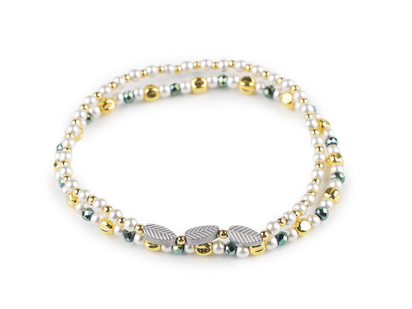 Premium elastische Perlenarmbänder aus beschichtetem Hämatit – 2er-Set elegante Stretch-Armbänder