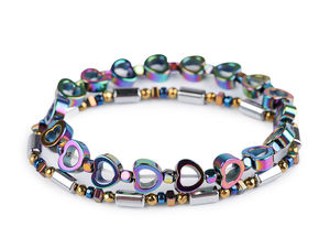 Elastische Hämatit-Armbänder im 2er-Set