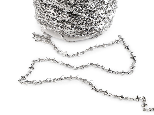 Edelstahl-Kreuzgliederkette für die Schmuckherstellung - 4 mm & 5 mm Platin-Finish