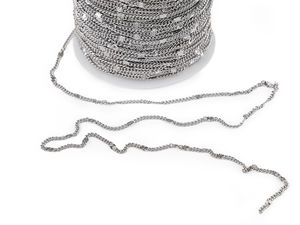 Platinfarbene verzierte Edelstahlkette (2 mm) - Gliederkette mit Sternenprägung für die Schmuckherstellung