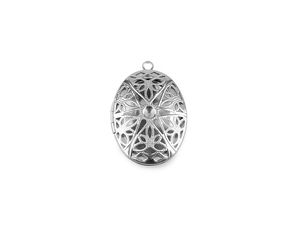 Verziertes Medaillon aus Edelstahl, oval, rund