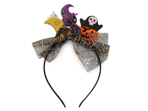 Glitzernder Halloween-Haarreif - Kürbis, Gespenst & Katze Party-Accessoires