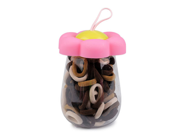 Premium Mini-Haargummi-Set in kompakter Aufbewahrungsflasche | 90 Stück sortierte Textilbänder