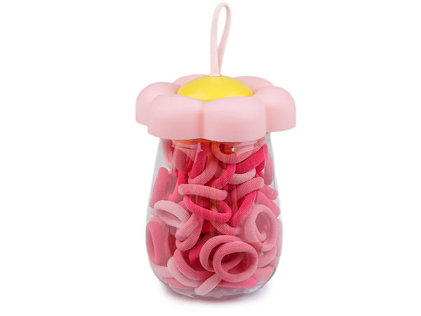 Premium Mini-Haargummi-Set in kompakter Aufbewahrungsflasche | 90 Stück sortierte Textilbänder