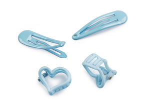 Pastellfarbenes Mini-Haarklammer- und Haarspangen-Set - Matte Herz-Klammern & glänzende Spangen, 4-teiliges Haarschmuck-Set