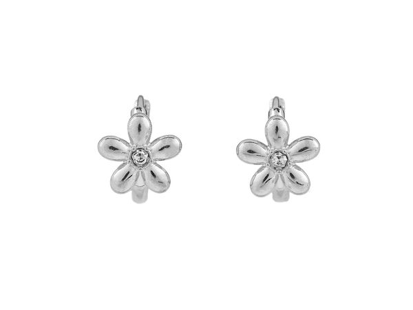 Edelstahl-Creolen mit Blumenmotiv und Zirkonia