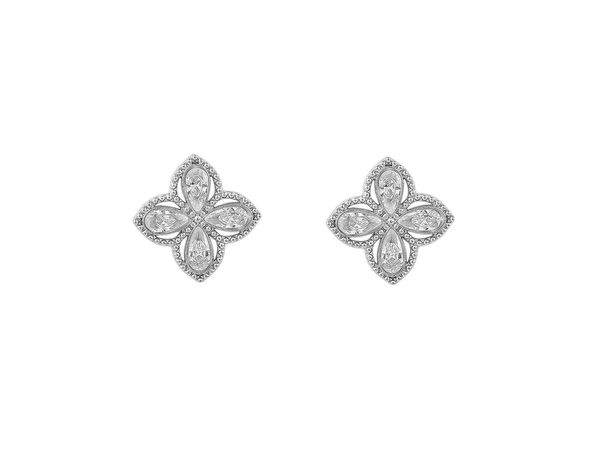 Elegante florale Edelstahl-Ohrringe mit Cubic Zirkonia