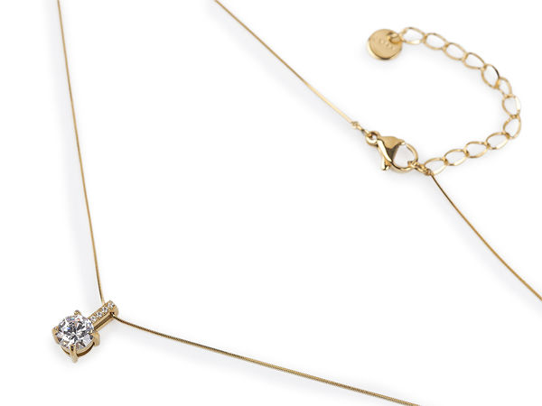 Premium-Edelstahlhalskette mit Strass - Verstellbare Länge mit Karabinerverschluss