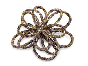 Brosche / Haarschmuck Blume mit Strasssteinen Ø 13 cm