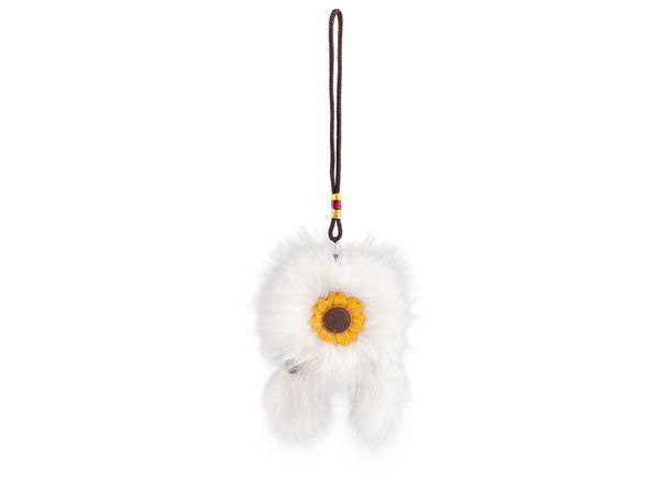 Premium-Fell-Traumfänger als Schlüsselanhänger und Taschenanhänger mit beidseitiger Sonnenblume