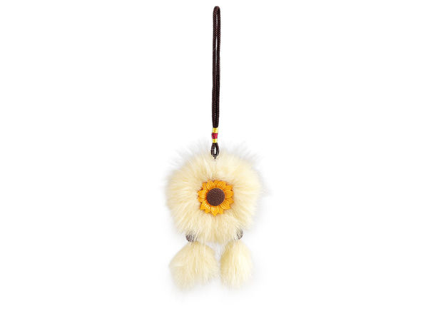Premium-Fell-Traumfänger als Schlüsselanhänger und Taschenanhänger mit beidseitiger Sonnenblume