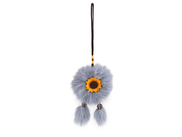 Premium-Fell-Traumfänger als Schlüsselanhänger und Taschenanhänger mit beidseitiger Sonnenblume