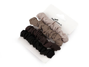 Premium breite Textil-Haarbänder - Elastische Haargummis mit ovalem Perlen-Verbindungselement (4er-Pack)