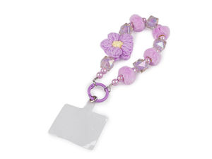 Universelle Perlen-Handykette und Schlüsselanhänger mit Blumen-Charm und Hülleneinleger