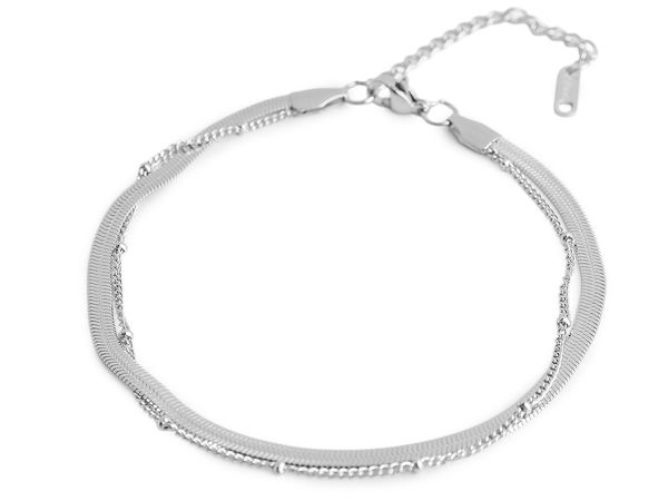 Zweireihiges Edelstahl-Fußkettchen – Elegante Fußkette im Lagen-Look