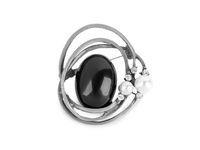 Elegante Metall- und Perlenbrosche – Klassische Ziernadel für Revers, Schals und Kleider