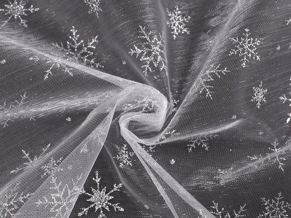 Organza mit Glitzerschneeflocken