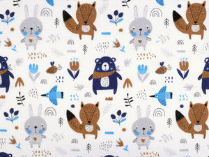 Premium Baumwoll-Flanellstoff mit Tiermuster - Weicher & warmer Nähstoff für Babybetten, Bettwäsche und Pyjamas