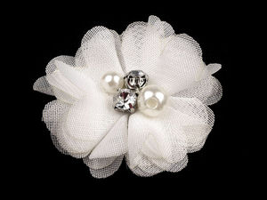 Premium Mesh-Blumenapplikationen (5 cm) mit Perlen und Strasssteinen für Kleidung, Accessoires und DIY