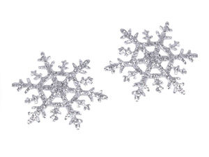 Premium Schneeflocken-Glitzer-Bügelbild - Irisierendes Silber AB (4 cm)