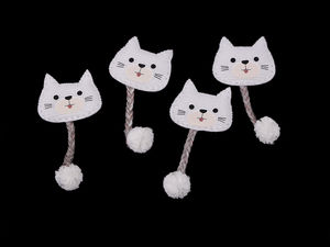 Premium Katzen-Applikation Aufnäher mit geflochtenem Pompon-Schwanz