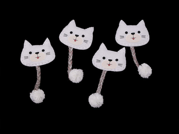 Premium Katzen-Applikation Aufnäher mit geflochtenem Pompon-Schwanz